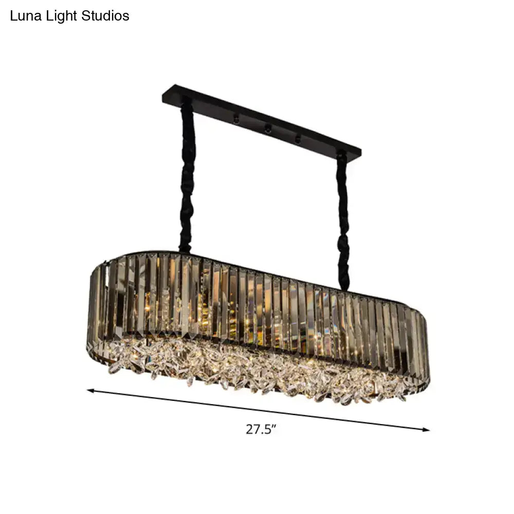 Modern smoke grey crystal pendant light for dining room island