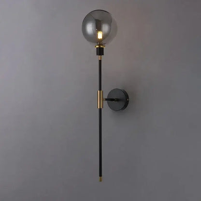 Modern smoked glass ball led wall light bedroom sconce