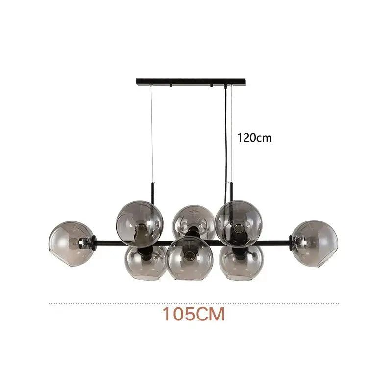 Modern smoked glass ball pendant lights for dining room