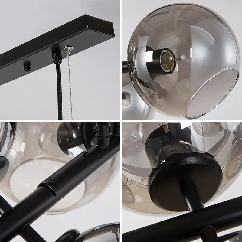 Modern smoked glass ball pendant lights for dining room