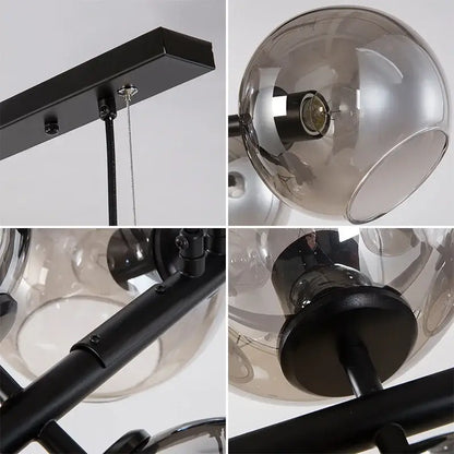 Modern smoked glass ball pendant lights for dining room