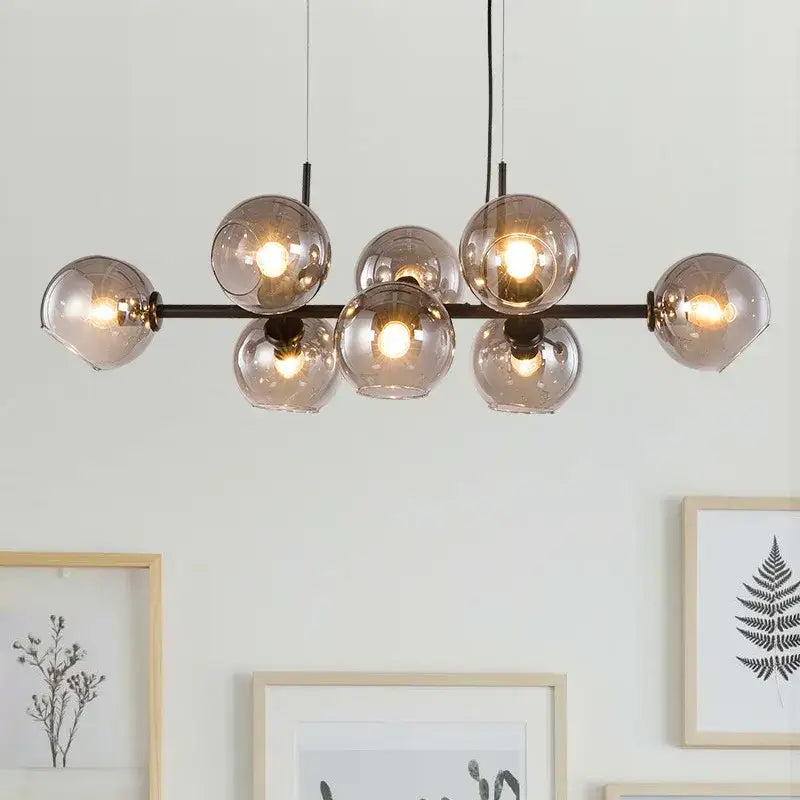 Modern smoked glass ball pendant lights for dining room