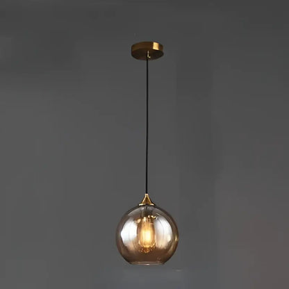 Modern smoked glass ball pendant lights kitchen & dining room triple set