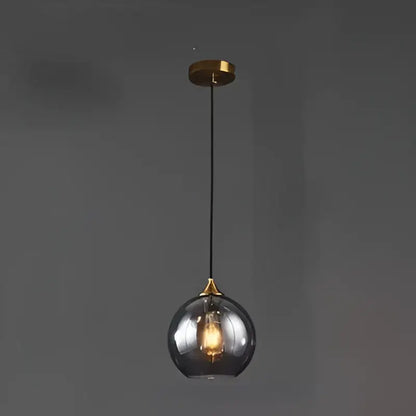 Modern smoked glass ball pendant lights kitchen & dining room triple set