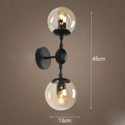 Modern smoked glass beans wall lamp bedroom light fixture