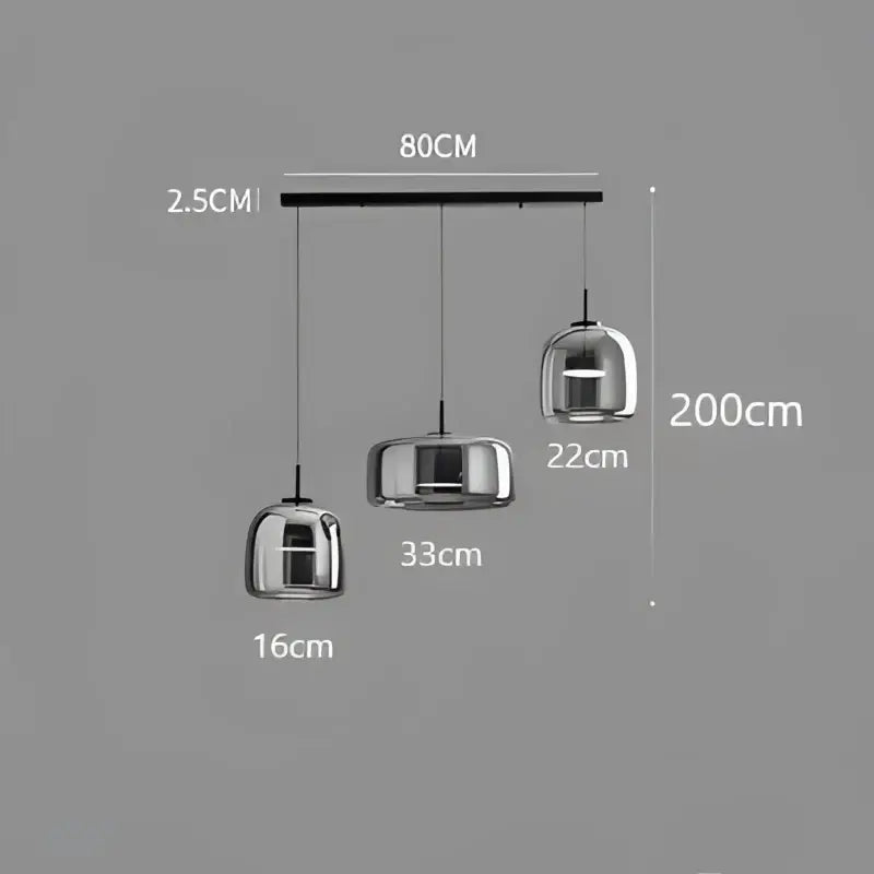 Modern smoked glass bowl chandelier dining room pendant light