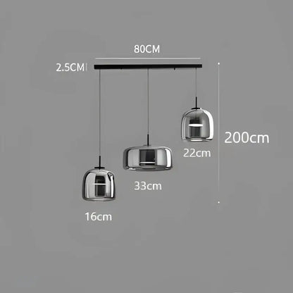 Modern smoked glass bowl chandelier dining room pendant light