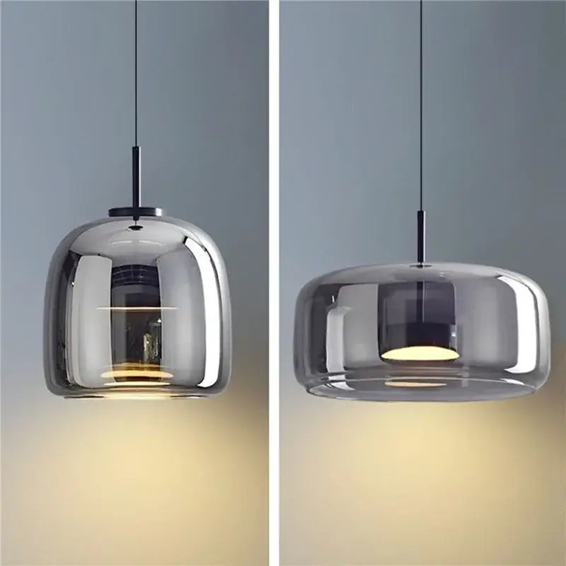 Modern smoked glass bowl chandelier dining room pendant light