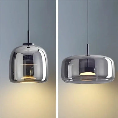 Modern smoked glass bowl chandelier dining room pendant light