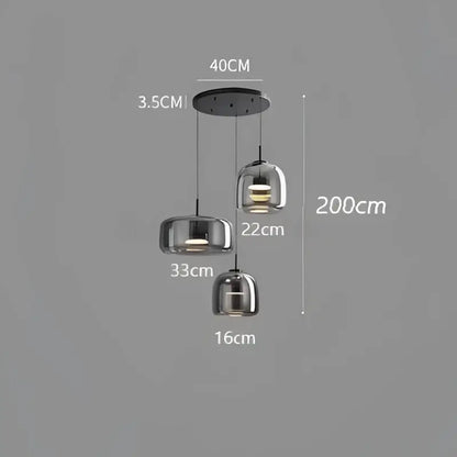 Modern smoked glass bowl chandelier dining room pendant light