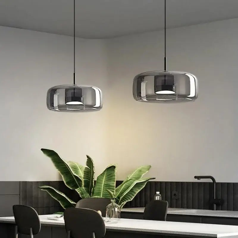 Modern smoked glass bowl chandelier dining room pendant light