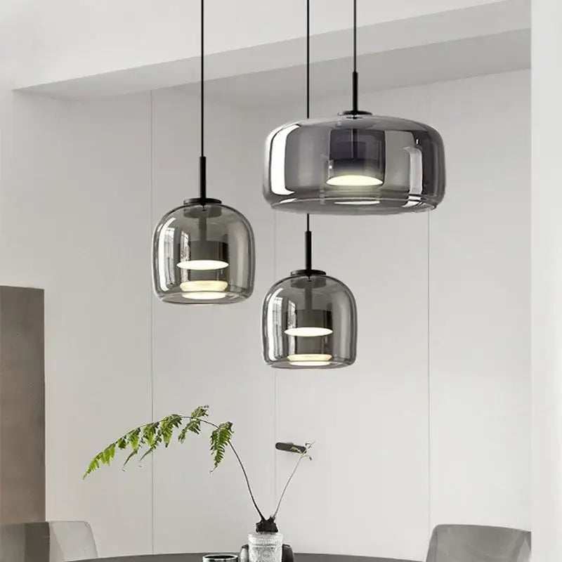 Modern smoked glass bowl chandelier dining room pendant light