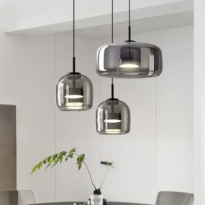 Modern smoked glass bowl chandelier dining room pendant light