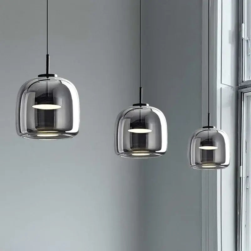 Modern smoked glass bowl chandelier dining room pendant light