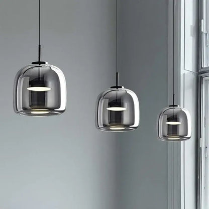 Modern smoked glass bowl chandelier dining room pendant light