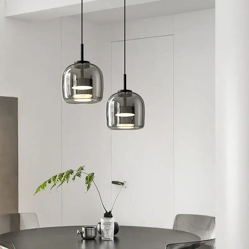 Modern smoked glass bowl chandelier dining room pendant light