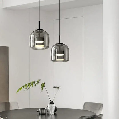 Modern smoked glass bowl chandelier dining room pendant light