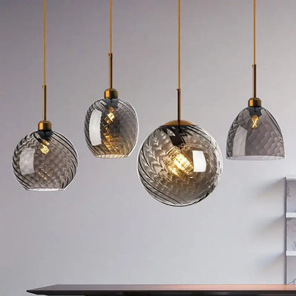 Modern smoked glass chandelier pendant lights set of 4 for kitchen