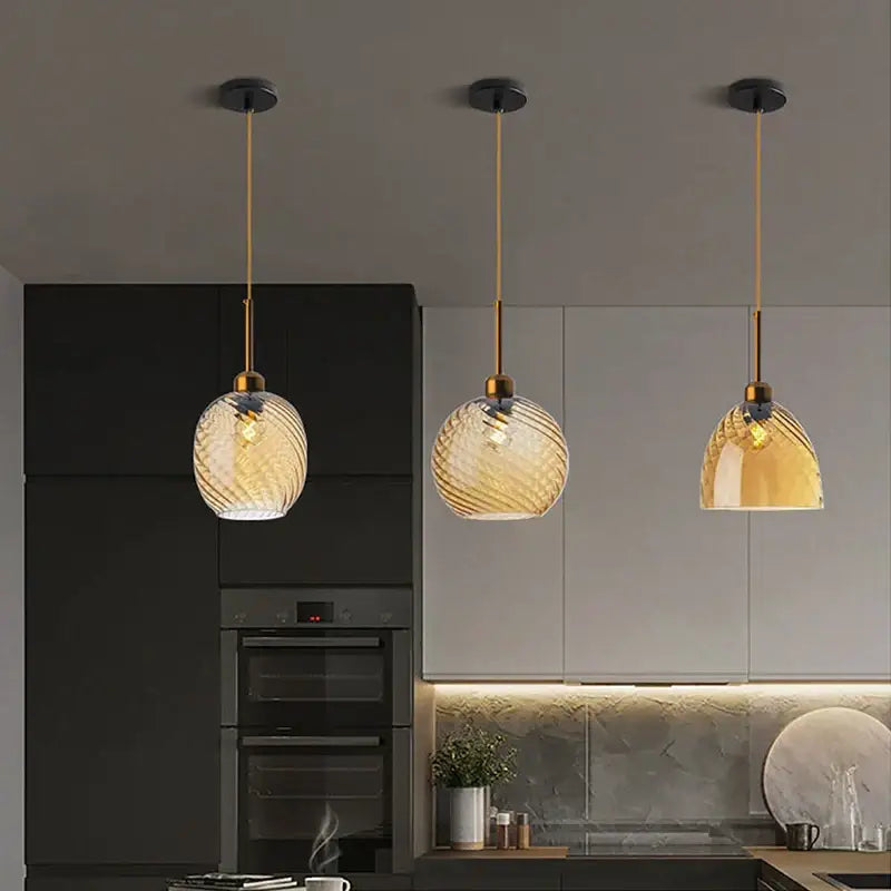 Modern smoked glass chandelier pendant lights set of 4 for kitchen