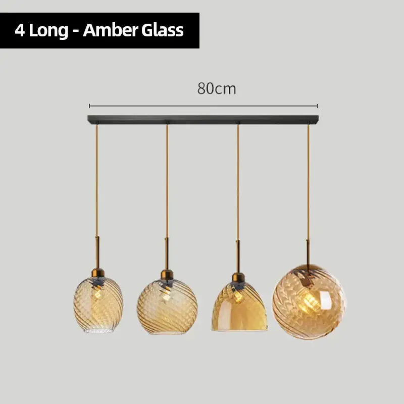 Modern smoked glass chandelier pendant lights set of 4 for kitchen
