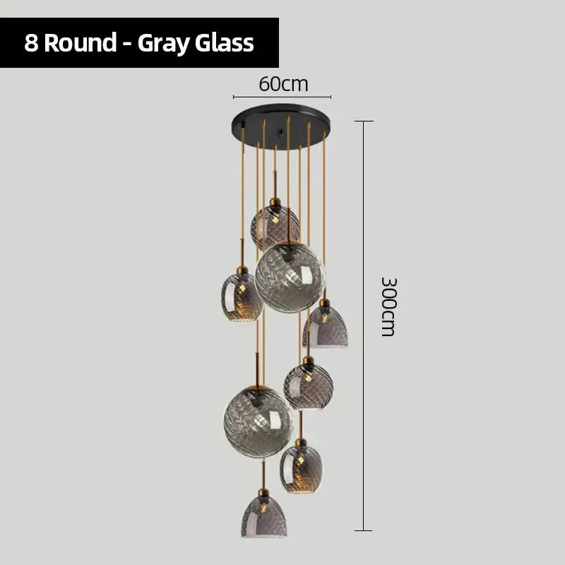 Modern smoked glass chandelier pendant lights set of 4 for kitchen