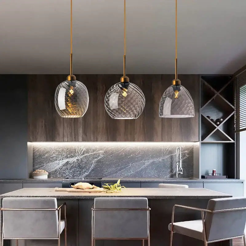 Modern smoked glass chandelier pendant lights set of 4 for kitchen