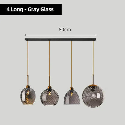 Modern smoked glass chandelier pendant lights set of 4 for kitchen