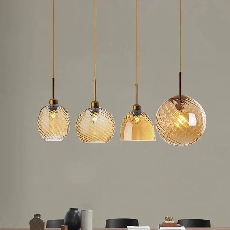 Modern smoked glass chandelier pendant lights set of 4 for kitchen