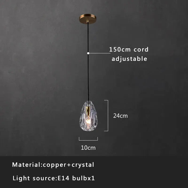 Modern smoked glass crystal copper pendant lights dining room set
