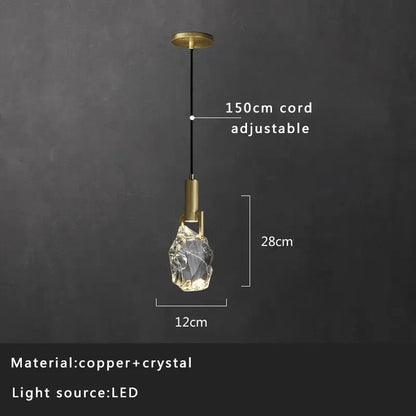 Modern smoked glass crystal copper pendant lights dining room set