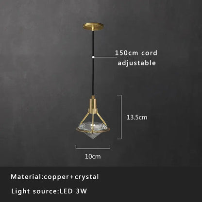 Modern smoked glass crystal copper pendant lights dining room set