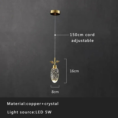Modern smoked glass crystal copper pendant lights dining room set