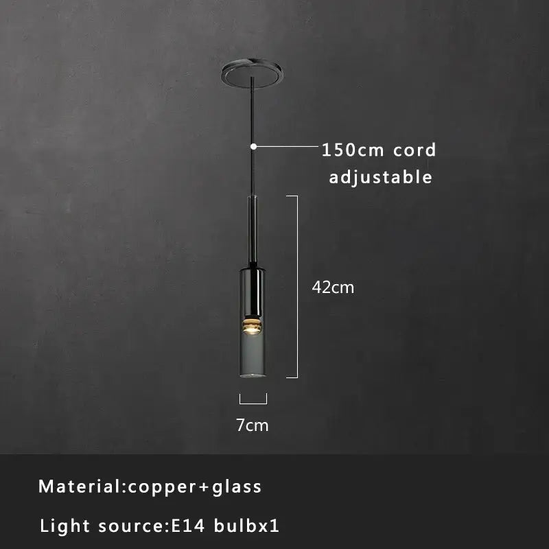 Modern smoked glass crystal copper pendant lights dining room set