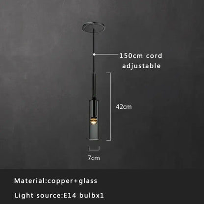 Modern smoked glass crystal copper pendant lights dining room set