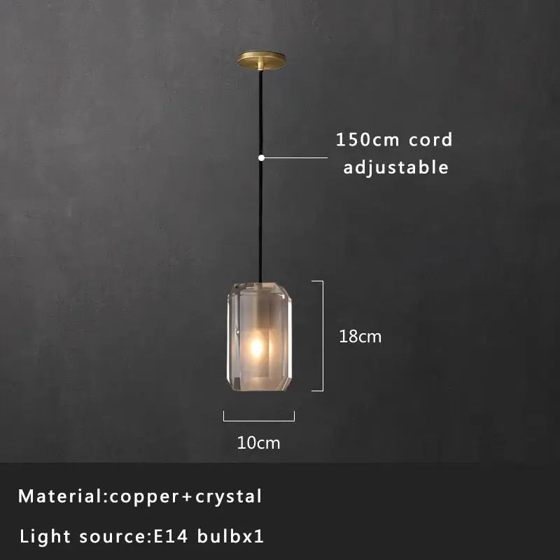Modern smoked glass crystal copper pendant lights dining room set