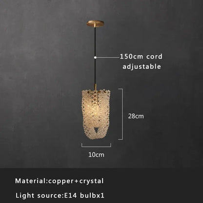 Modern smoked glass crystal copper pendant lights dining room set