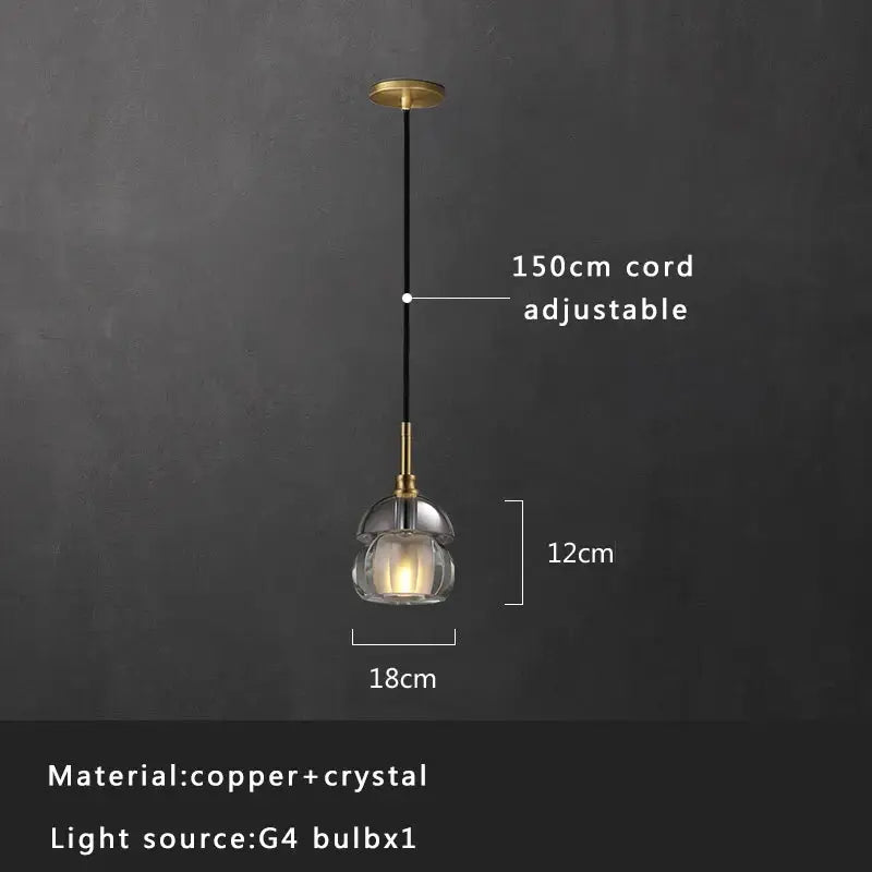 Modern smoked glass crystal copper pendant lights dining room set