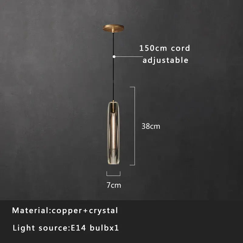 Modern smoked glass crystal copper pendant lights dining room set