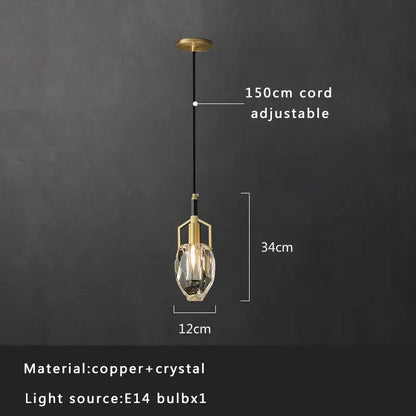 Modern smoked glass crystal copper pendant lights dining room set