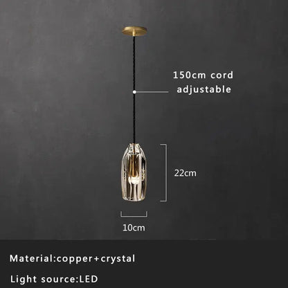 Modern smoked glass crystal copper pendant lights dining room set