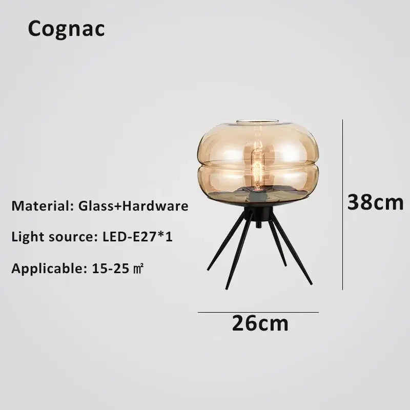 Modern smoked glass desk lamp bedroom tripod glass desk