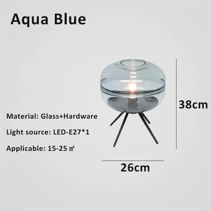 Modern smoked glass desk lamp bedroom tripod glass desk