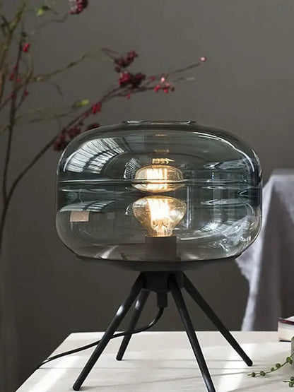 Modern smoked glass desk lamp bedroom tripod glass desk