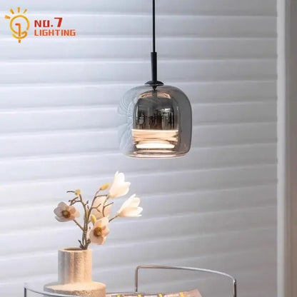 Modern smoked glass pendant lights for bedroom led lighting