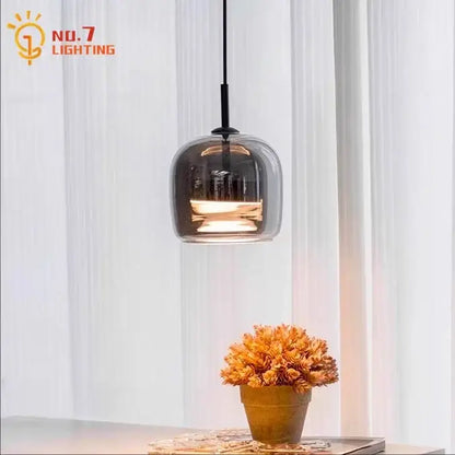 Modern smoked glass pendant lights for bedroom led lighting