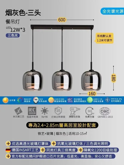 Modern smoked glass pendant lights for bedroom led lighting