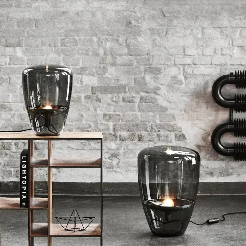 Modern smoked glass table lamp bedroom led desk light