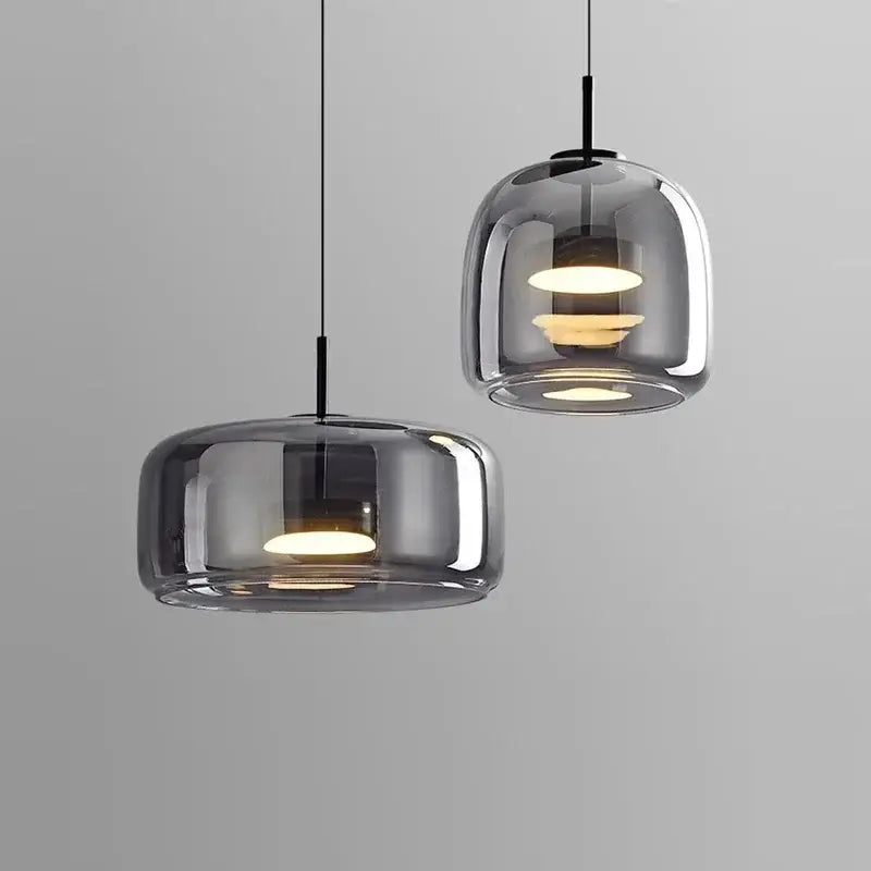 Modern smoked gray glass led pendant chandelier for dining room