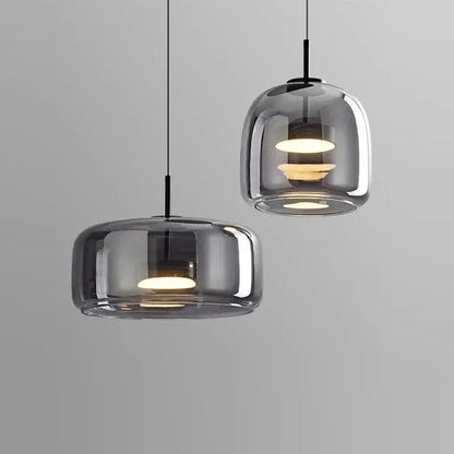 Modern smoked gray glass led pendant chandelier for dining room