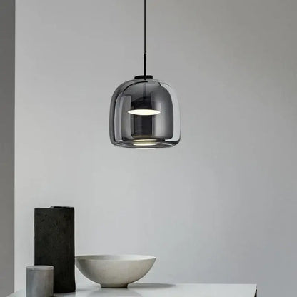 Modern smoked gray glass led pendant chandelier for dining room